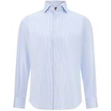 Boggi Milano - Gestreept Katoenen Overhemd - Blauw - Regular Fit