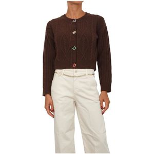 Liu Jo - Wollen Vest - Bruin - Dames - Met Juweelknopen