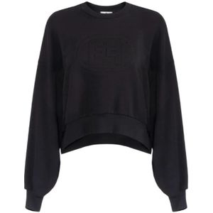 Elisabetta Franchi, Dames, Sweatshirts & Hoodies, Zwart, Maat: XL Katoen,