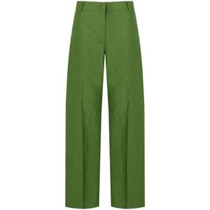 Weekend Max Mara, Dames, Broeken, Groen, Maat: S Linnen,