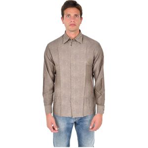 Emporio Armani, Heren, Overhemden, Beige, Maat: S Zijde,