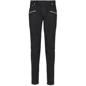 Balmain Slim-fit biker jeans in zwart denim , Black , Heren , Maat: W38