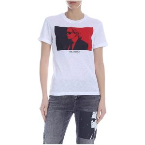 Karl Lagerfeld, Dames, Tops, Wit, Maat: L Lame,
