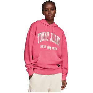 Tommy Jeans, Dames, Sweatshirts & Hoodies, Roze, Maat: 2XS Katoen,
