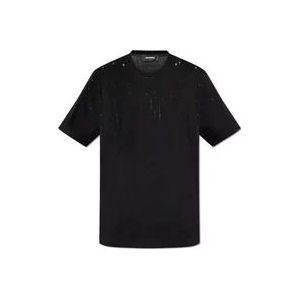 Dsquared2 T-shirt met pailletten , Black , Heren , Maat: XL