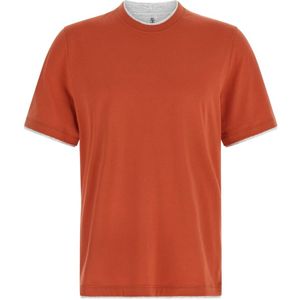 Brunello Cucinelli, Heren, Tops, Oranje, Maat: S Katoen,