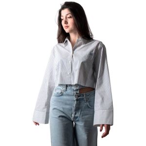 Frame, Dames, Blouses & Shirts, Blauw, Maat: S Katoen,