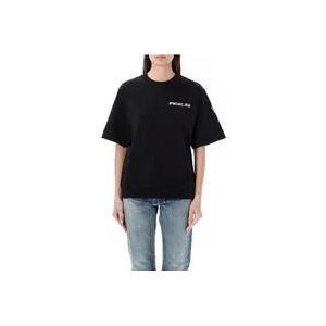 Moncler Zwart T-shirt met rubberen logo , Black , Dames , Maat: S