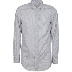 Finamore, Heren, Overhemden, Blauw, Maat: M Katoen,