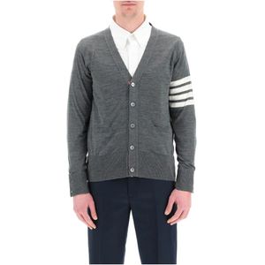 Thom Browne, Heren, Truien, Grijs, Maat: L Zijde,