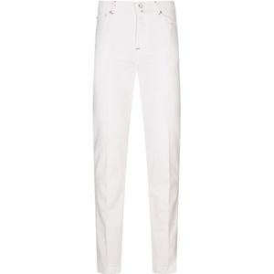 Kiton, Heren, Broeken, Wit, Maat: W33 Katoen,