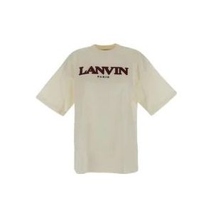 Lanvin Logo T-shirt , Beige , Dames , Maat: XS