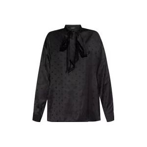 Balenciaga Top with tieeck , Black , Dames , Maat: XS
