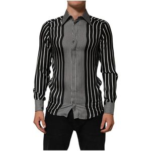 Dolce & Gabbana, Heren, Overhemden, Zwart, Maat: M Zijde,