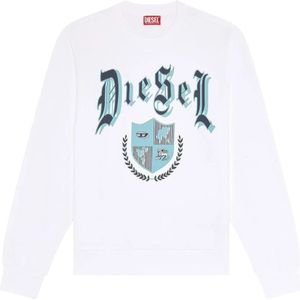 Diesel, Heren, Sweatshirts & Hoodies, Wit, Maat: L Katoen,