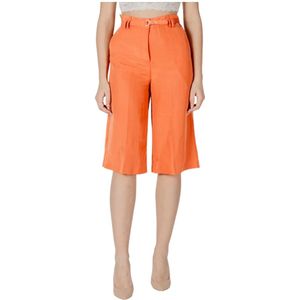 Liu Jo - Korte Broeken - Terracotta - Linnenmix - Regular Fit
