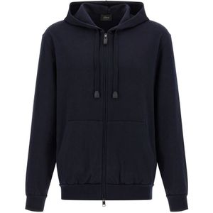 Brioni, Heren, Sweatshirts & Hoodies, Blauw, Maat: 2XL Katoen,