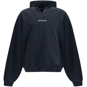 Balenciaga, Heren, Sweatshirts & Hoodies, Zwart, Maat: L Leer,