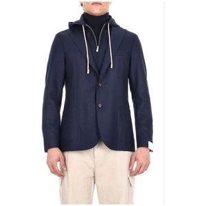 Eleventy, Heren, Jassen, Blauw, Maat: 2XL Wol,