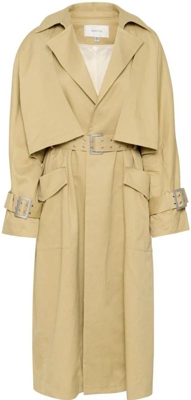 Gestuz - Belted Coat - Winterjas - Beige - Katoen/Lyocell