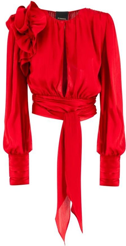 Wrap - Blouse - Rood - Lange Mouwen