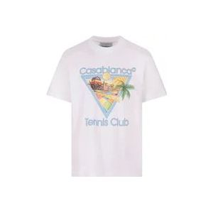 Casablanca Afro Cubism Tennis Club T-shirt , White , Heren , Maat: XL