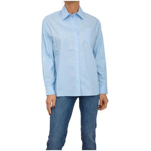 Liu Jo, Dames, Blouses & Shirts, Blauw, Maat: 2XS Katoen,