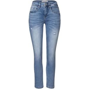 Street One - Skinny Broek - Lichtblauw - Katoenmix - Destroyed Look