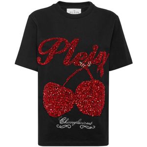 Philipp Plein, Dames, Tops, Zwart, Maat: S Katoen,