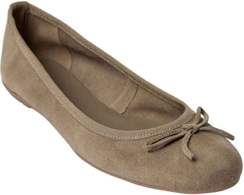 Ballerina - Donker Zand - Suede - Leer - Rubber Zool