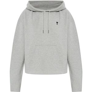 Ami Paris, Dames, Sweatshirts & Hoodies, Grijs, Maat: 2XS Katoen,