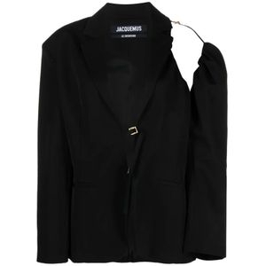 Jacquemus Getailleerde Virgin Wool Blazer , Black , Dames , Maat: L