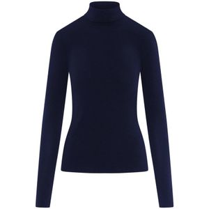 Marc Cain - Elegante Rollneck Shirt - Blauw - Dames - Lange Mouwen - Leer
