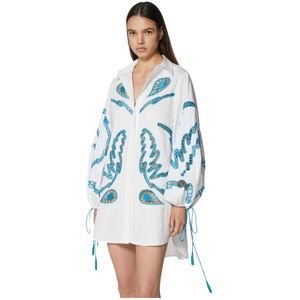 Silvian Heach, Dames, Blouses & Shirts, Wit, Maat: L Katoen,