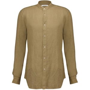 Boglioli, Heren, Overhemden, Bruin, Maat: M Linnen,