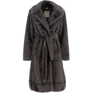Duno, Dames, Mantels, Grijs, Maat: S Leer,