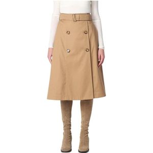 Burberry, Dames, Rokken, Beige, Maat: 2XS Leer,