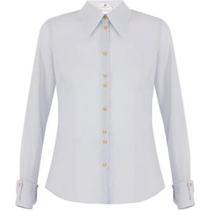 Elisabetta Franchi, Dames, Blouses & Shirts, Blauw, Maat: L Poliester,