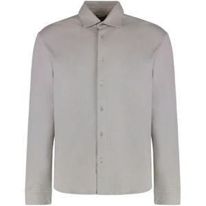 Moorer, Heren, Overhemden, Grijs, Maat: M Katoen,