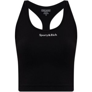 Sporty & Rich, Dames, Tops, Zwart, Maat: L Nylon,