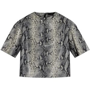 AllSaints, Dames, Tops, Grijs, Maat: S Leer,