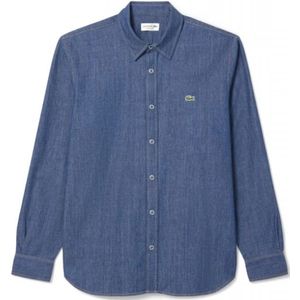 LACOSTE - Hemd - Licht Indigo Denim - Katoen - Lange Mouwen - Geborduurd Logo