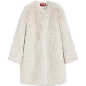 Max Mara Studio, Dames, Mantels, Wit, Maat: XS Poliester,