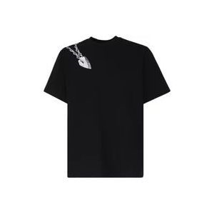 Burberry Zwarte Katoenen T-shirt Ronde Kraag Korte Mouwen , Black , Heren , Maat: L
