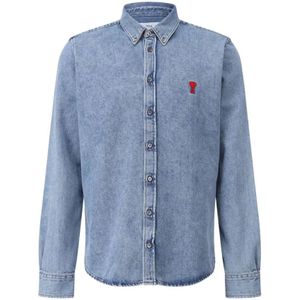 Ami Paris, Heren, Overhemden, Blauw, Maat: XL Denim,
