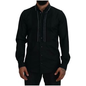 Dolce & Gabbana, Heren, Overhemden, Zwart, Maat: XL Katoen,