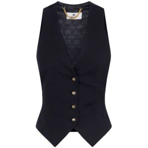 Elisabetta Franchi, Dames, Jassen, Zwart, Maat: XS Satijn,
