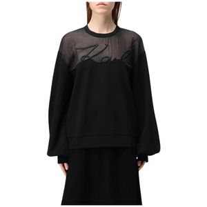 Karl Lagerfeld, Dames, Sweatshirts & Hoodies, Zwart, Maat: L Katoen,