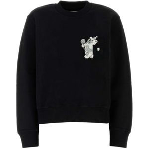 MM6 Maison Margiela, Dames, Sweatshirts & Hoodies, Zwart, Maat: 2XS Katoen,