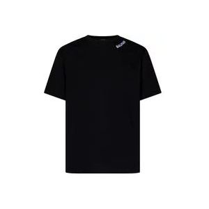 Balmain Zwarte biologisch katoenen T-shirt met geborduurd logo , Black , Heren , Maat: S